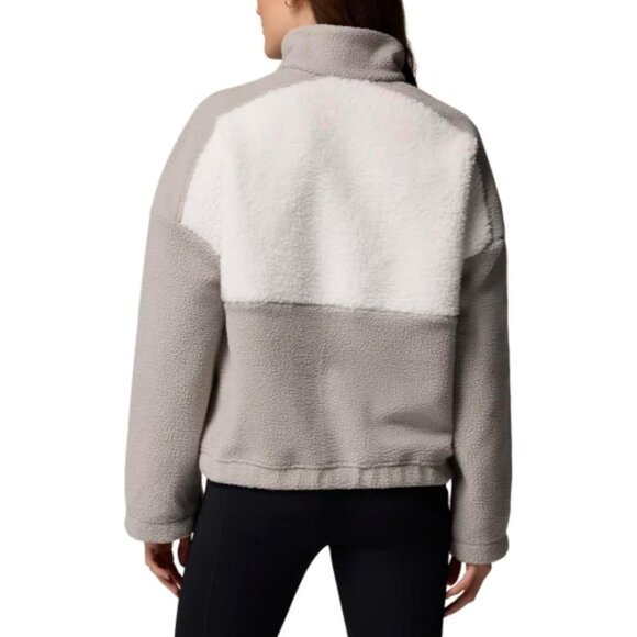 Columbia NWT Women's Long Sleeve Cropped Fleece Pullover, XL, Gray/White - Picture 5 of 16